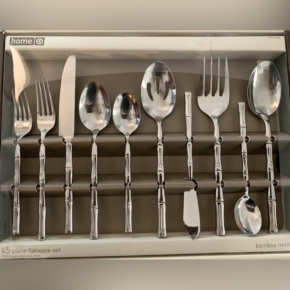 COPY - Target Home 45 Piece Flatware Set Bamboo Mirror 18/0 Forged Stainless St…